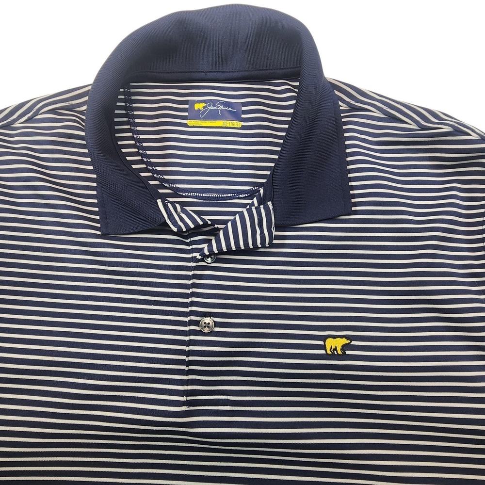 Jack Nicklaus Mens 2XL Blue Striped Golf Polo Shirt